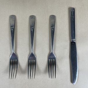 VTG HULL Lifetime Deluxe "TULIP" Stainless‎ 3 SPOON 7”, 1 Knife - "G" Monogram